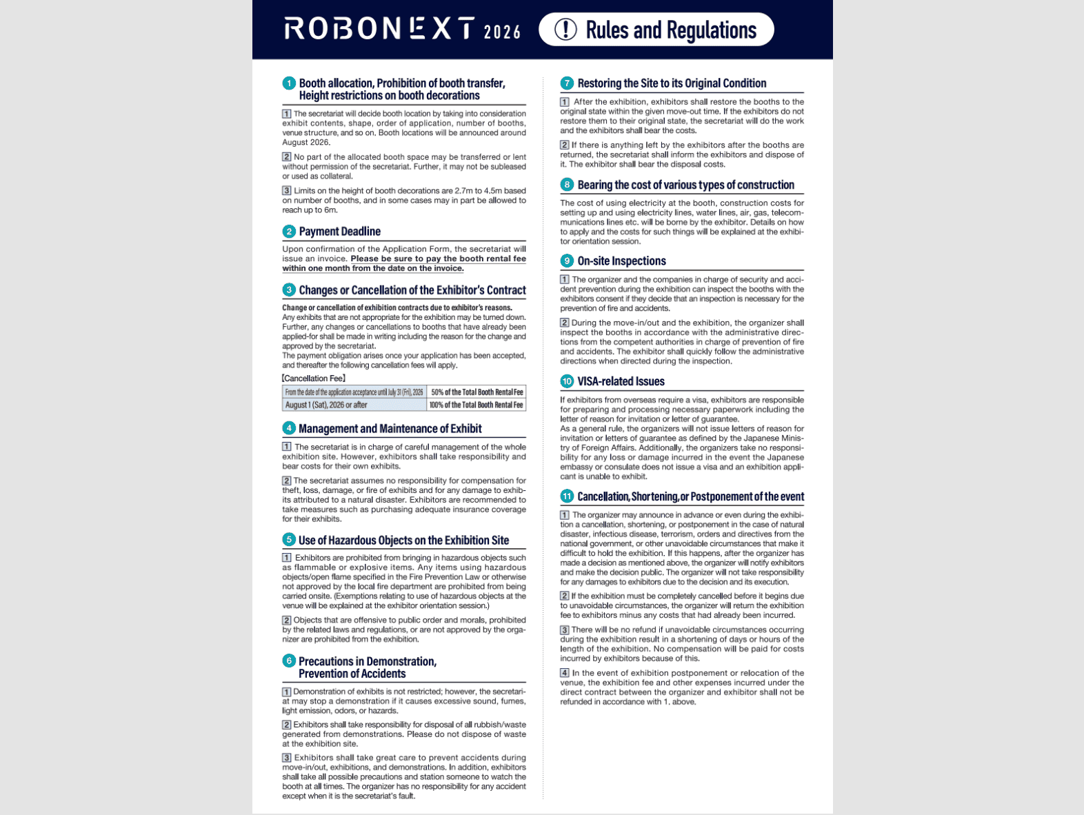Exhibitor Rules & Regulations