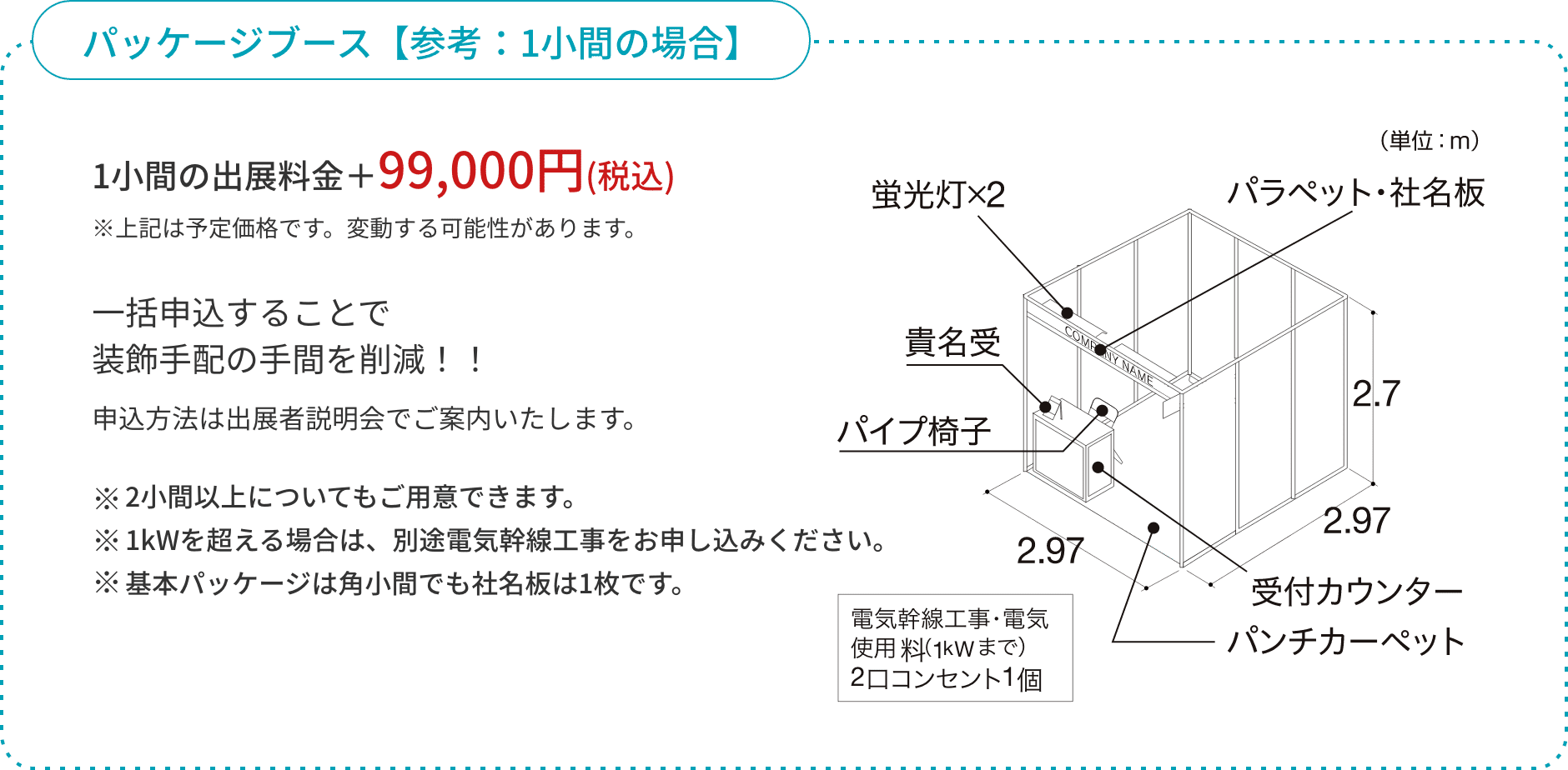 パッケージブース【参考：1小間の場合】